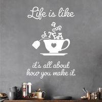 Kitchen Quote Vinyl Wall Sticker - Life is Like a Cup of Tea - It's All About How You Make It