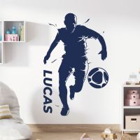 Personalised Name Running Footballer Wall Sticker - Football Soccer Player - Sports Vinyl Decal UK
