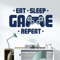 Eat Sleep Game Repeat - Gamers Bedroom Vinyl Wall Sticker UK