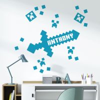 Personalised Name Minecraft Inspired Gaming Wall Sticker - Gamers Bedroom Vinyl Decal UK