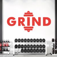 GRIND - Barbell Typography Gym Motivational Vinyl Wall Sticker UK
