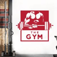 THE GYM - Barbell Badge Personalised Gym Vinyl Wall Sticker UK