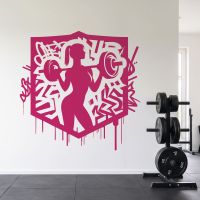 GIRLS WHO LIFT - Female Weightlifter Graffiti Badge Vinyl Wall Sticker UK