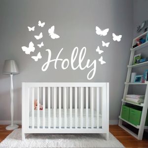 Personalised Name Butterfly Wall Sticker for Girls Bedroom Nursery - Vinyl Decal UK