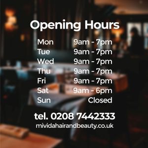 Custom Opening Hours Sign Sticker - Shop Window Business Trading Times Vinyl UK