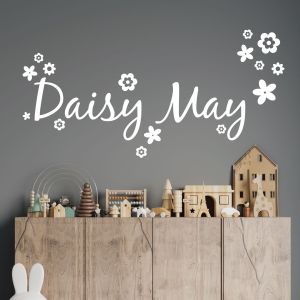Personalised Name Flower Wall Sticker for Girls Bedroom Nursery - Vinyl Decal UK