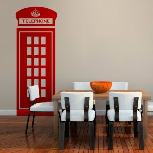 London Telephone Box Wall Sticker - British Red Phone Box Vinyl Decal UK