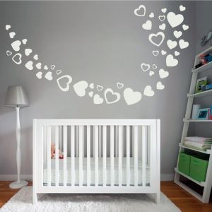 Heart Wall Sticker Set - Bedroom Nursery Vinyl Heart Decals UK