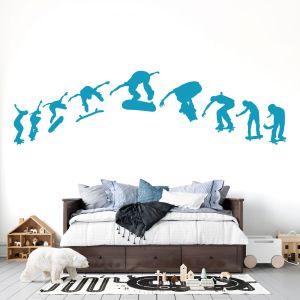 Skateboarding Silhouette Wall Stickers Set A - Boys Bedroom Skateboarder Vinyl Decals UK