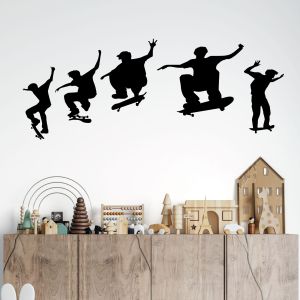 Skateboarder Silhouette Wall Stickers Set C - Boys Bedroom Vinyl Decals UK