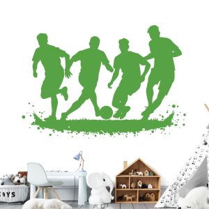 Football Players Silhouette Wall Sticker - Boys Bedroom Soccer Vinyl Decal UK