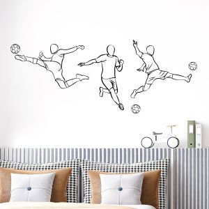 Footballer Outline Wall Stickers - Boys Bedroom Football Vinyl Decals UK