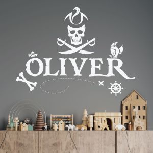 Personalised Pirate Name Wall Sticker - Children's Bedroom Adventure Vinyl Decal UK