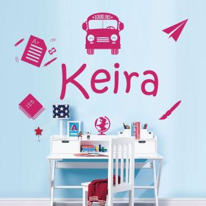 Personalised School Theme Name Wall Sticker - Children's Bedroom Vinyl Decal UK