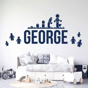 Personalised Building Blocks Name Wall Sticker - Children's Bedroom Vinyl Decal UK