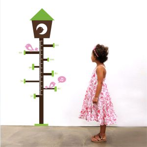 Bird Feeder Tree Height Chart Wall Sticker - Children's Bedroom Growth Chart Vinyl Decal UK