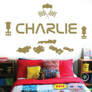 Personalised F1 Racing Driver Name Wall Sticker - Boys Bedroom Motorsport Vinyl Decal UK