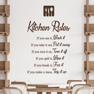 Kitchen Rules - If You Use It Wash It, If You Take It Out Put It Away - Kitchen Vinyl Wall Sticker UK