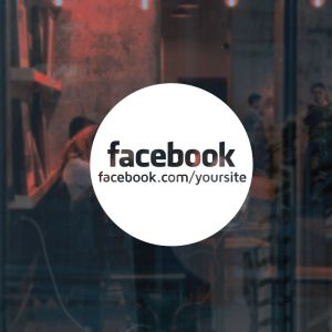 Facebook Logo and Link Circle Sign Sticker - Restaurant, Cafe, Shop - Custom Vinyl UK