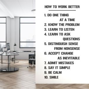 How to Work Better - Do One Thing at a Time, Know the Problem - Office Motivational Vinyl Wall Sticker UK