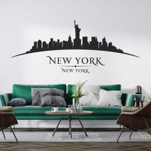 New York City Skyline - Statue of Liberty, Manhattan - Bedroom Living Room Vinyl Wall Sticker UK