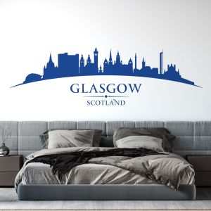Glasgow City Skyline - City Chambers, Clyde Auditorium, Glasgow Tower - Bedroom Living Room Vinyl Wall Sticker UK