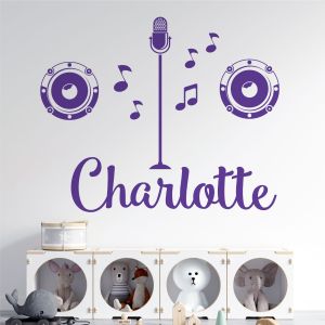 Personalised Name Popstar Wall Sticker - Singer, Microphone, Music - Girls Bedroom Vinyl Decal UK