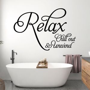 Relax, Chill Out, Unwind - Bathroom Spa Quote Vinyl Wall Sticker UK