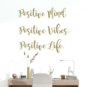 Positive Mind, Positive Vibes, Positive Life - Motivational Quote Vinyl Wall Sticker UK