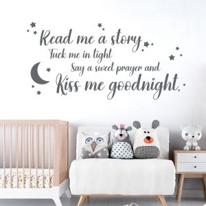 Read Me a Story, Tuck Me in Tight - Nursery Bedtime Quote Vinyl Wall Sticker UK