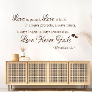 Love is Patient, Love is Kind, Love Never Fails - Corinthians Bible Quote Vinyl Wall Sticker UK