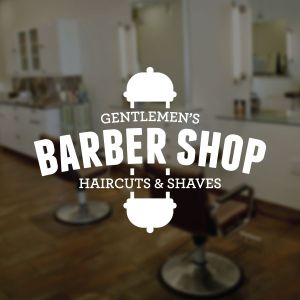 Gentlemen's Barber Shop - Haircut and Shaves - Barber Shop Vinyl Sign Sticker UK