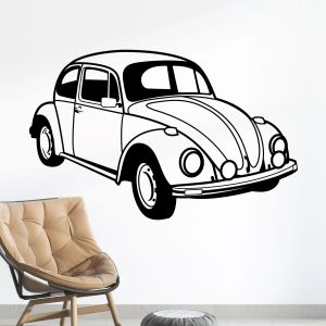 VW Volkswagen Beetle Classic Vintage Car Wall Sticker - Bedroom Vinyl Wall Sticker UK