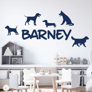 Personalised Name Dog Wall Sticker - Dogs and Puppies - Pets Custom Vinyl Decal UK