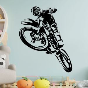 Motocross Dirt Bike MX Rider Silhouette Wall Sticker - Boys Bedroom Vinyl Wall Sticker UK