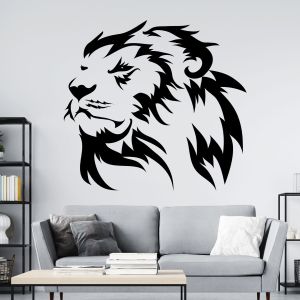 Lion Head Silhouette Wall Sticker - Safari Africa - Living Room Bedroom Vinyl Wall Sticker UK