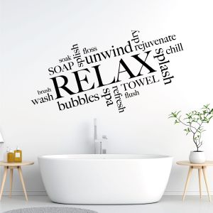 Relax, Unwind, Splash, Spa, Refresh, Soap, Towel, Soak - Bathroom Vinyl Wall Sticker UK