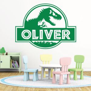 Personalised Name Jurassic Dinosaur Wall Sticker - T-Rex, Fossils - Children's Vinyl Decal UK