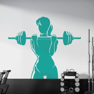 Women Fitness Workout Silhouette - Weight Lifting - Gym Vinyl Wall Sticker UK
