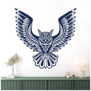 Tribal Ethnic Owl Silhouette Wall Sticker - Bedroom Vinyl Decal UK