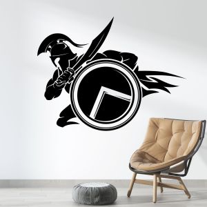 Spartan Gladiator Warrior Roman Soldier Silhouette - Gym Bedroom Vinyl Wall Sticker UK