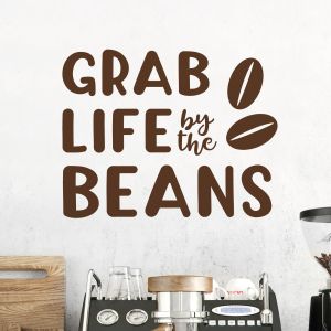 Grab Life by the Beans - Kitchen Cafe Coffee Quote Vinyl Wall Sticker UK