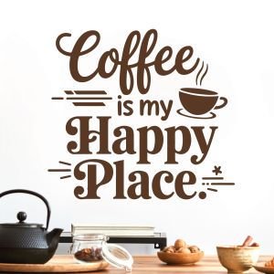 Coffee is My Happy Place - Kitchen Cafe Quote Vinyl Wall Sticker UK