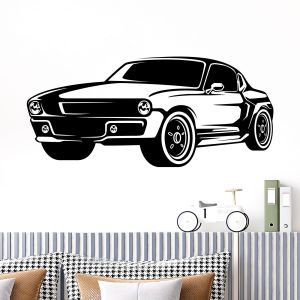 Ford Mustang GT Classic Sports Car Silhouette Wall Sticker - Boys Bedroom Vinyl Wall Sticker UK