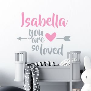 Personalised Name You Are So Loved Wall Sticker - Children's Nursery Vinyl Decal UK