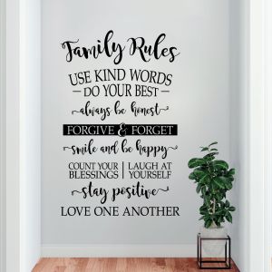 Family Rules Wall Sticker - Use Kind Words, Always Be Honest - Home Vinyl Wall Sticker UK