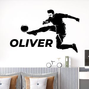 Personalised Name Footballer Wall Sticker - Football Soccer - Sports Vinyl Decal UK
