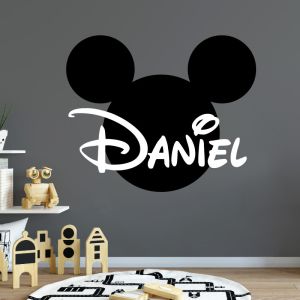 Personalised Name Mickey Mouse Inspired Wall Sticker - Children's Bedroom Vinyl Decal UK