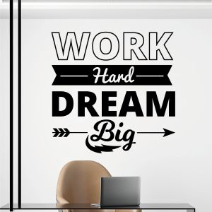 Work Hard, Dream Big - Motivational Quote Vinyl Wall Sticker UK