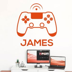 Personalised Name Game Console Wall Sticker - Xbox, PlayStation Controller - Bedroom Vinyl Decal UK